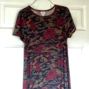 LulaRoe Carly dress extra small camp with roses